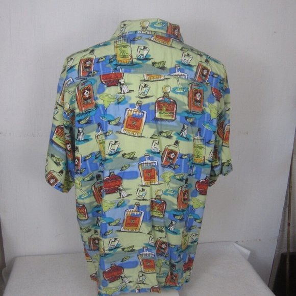 Big Dogs vintage Men Hawaiian camp shirt p2p 26 XL aloha luau tropical alcohol - Picture 6 of 8